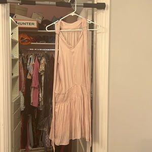 light pink DO+BE dress. halter at top with tie.